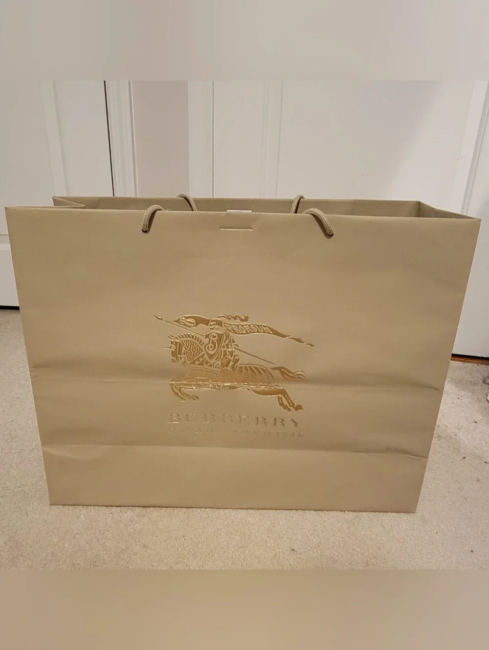 Burberry 16 X 21  Luxury Shopping bag -Paper Gift Bag, Extra Large, Tan